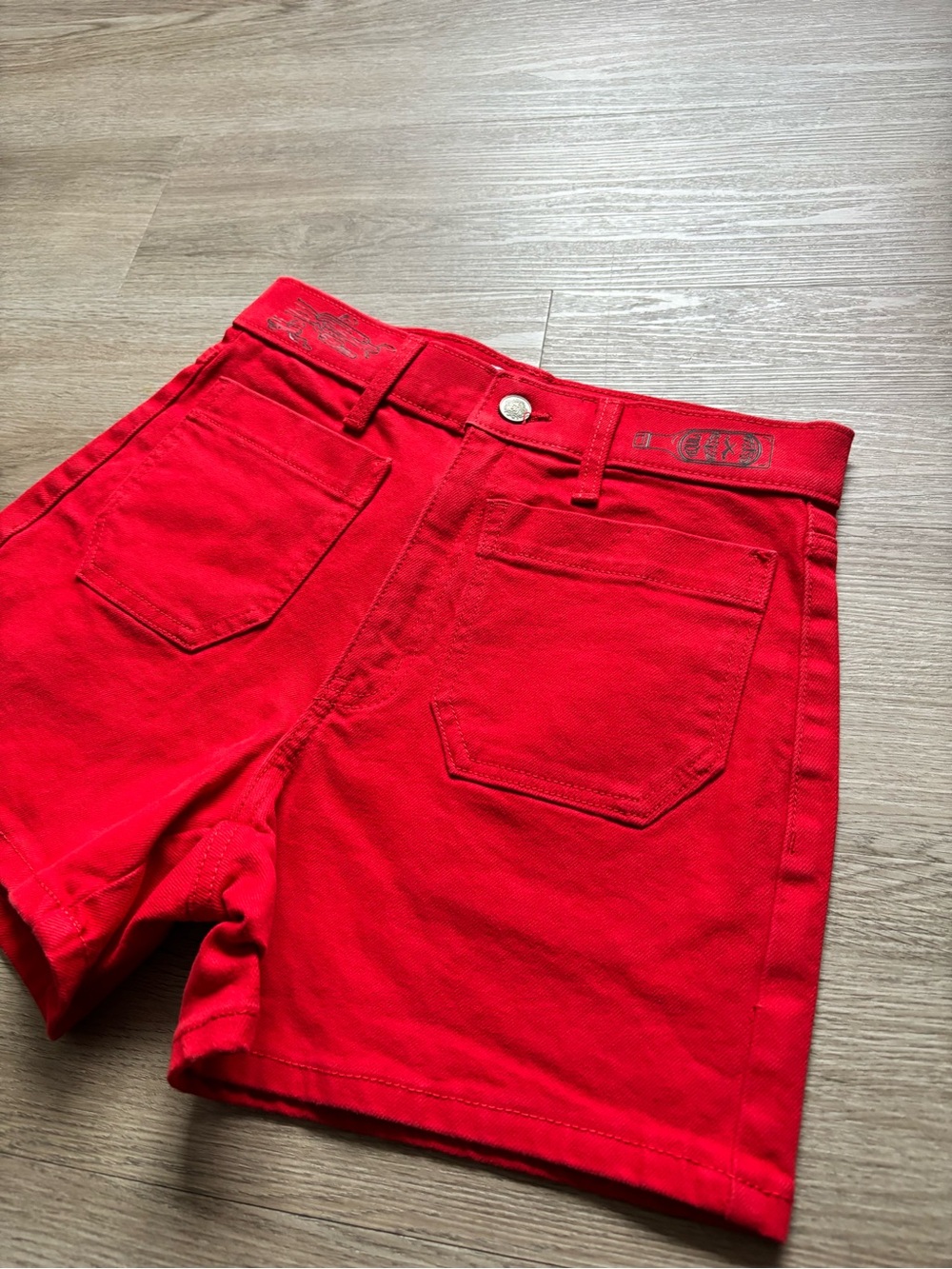 Western Custom Graohic High-Waist Denim Shorts
